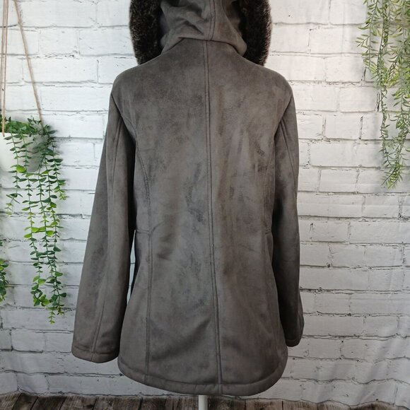 WOMEN'S NAUTICA BRAND COAT, THIGH LENGTH, FAUX FUR LINED HOOD, SIZE LARGE, Y2K - Picture 6 of 12